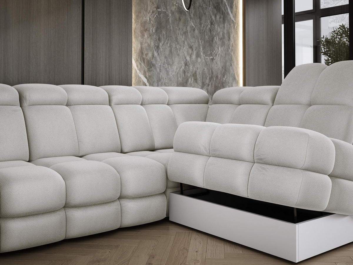 ECKSOFA TOLLO Solar-stoff U-form 400x217x105 cm esche - Silberfarben, Holz/Textil (400/217cm) - DomoHome