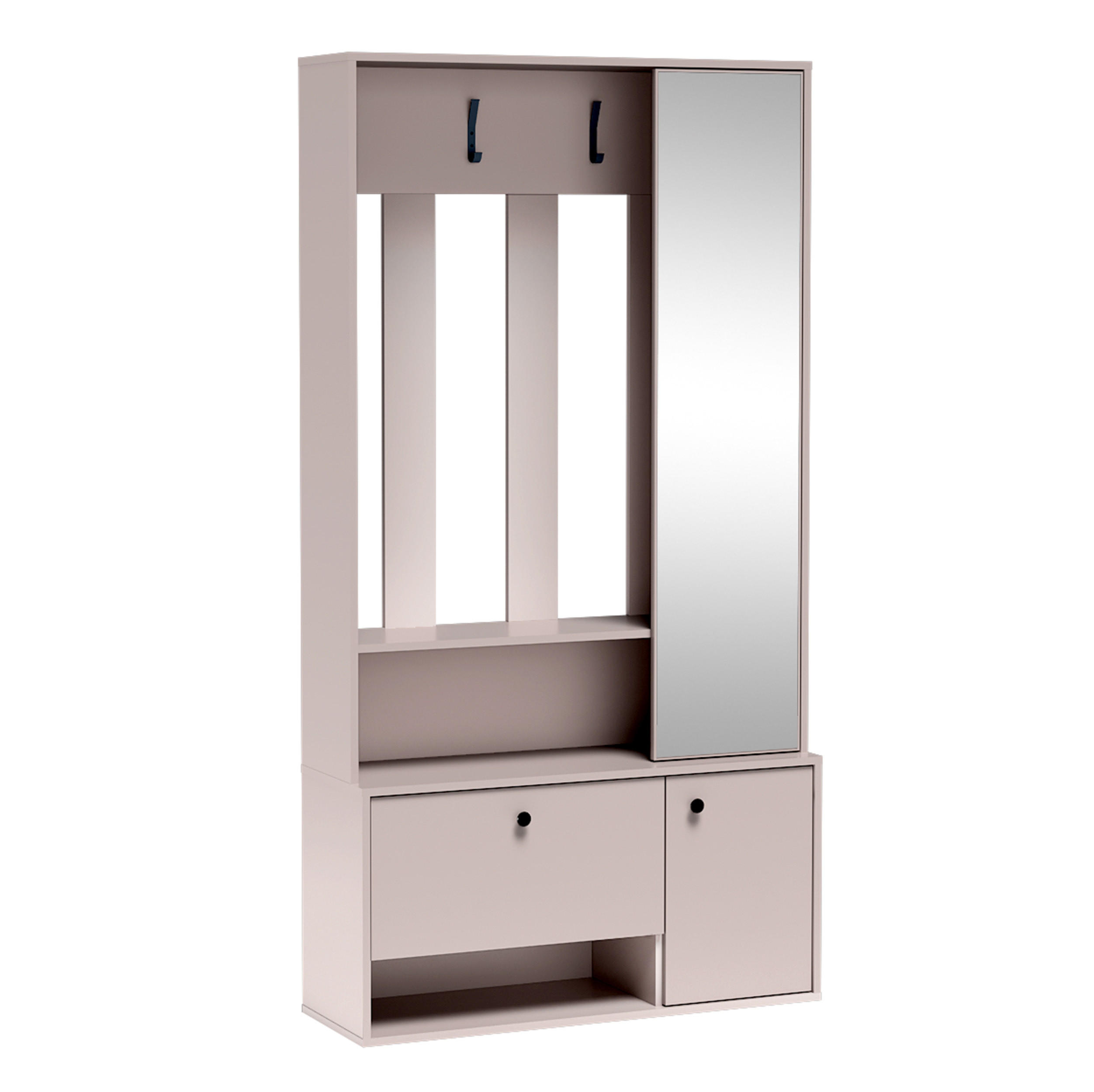GARDEROBENSCHRANK Tokessa Kaschmir 100/191/33 cm - Modern mit Spiegel und Schuhschrank - Beige, Holzwerkstoff/Kunststoff (100/191/33cm) - AX Living