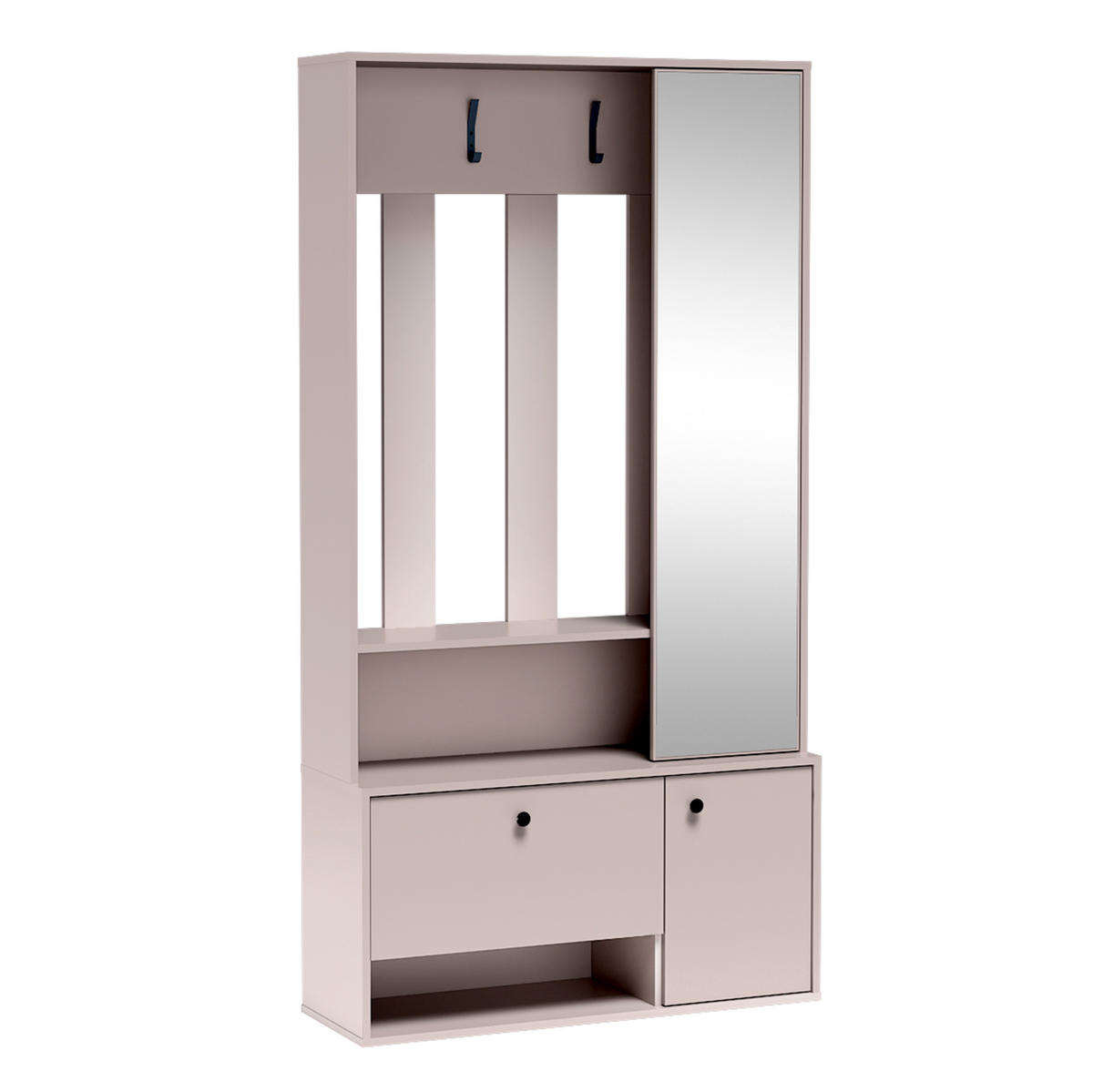 GARDEROBENSCHRANK Tokessa Kaschmir 100/191/33 cm - Modern mit Spiegel und Schuhschrank - Beige, Holzwerkstoff/Kunststoff (100/191/33cm) - AX Living