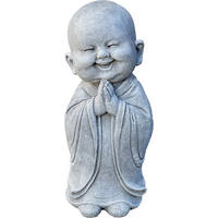 STEINFIGUR lustiger Shaolin Mönch frostfest wetterfest Steinguss - Grau, Stein (10/26/10cm) - stoneandstyle