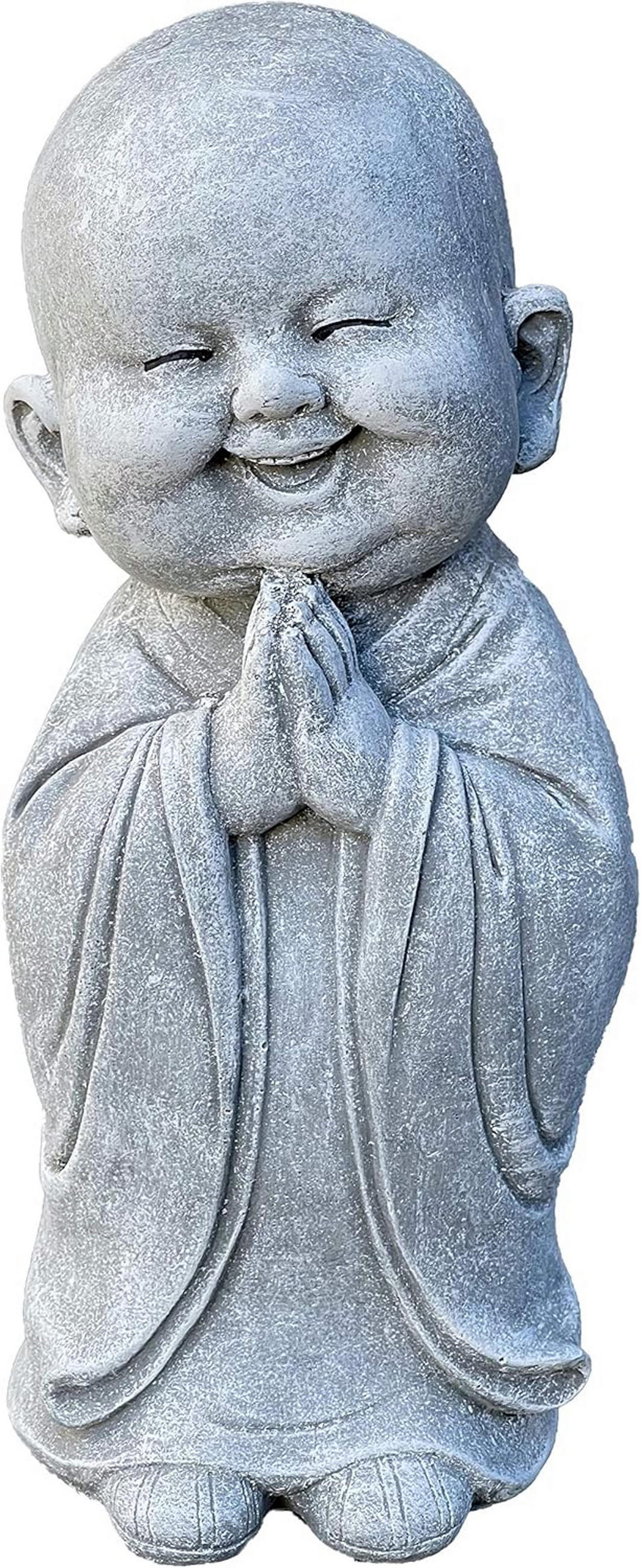 STEINFIGUR lustiger Shaolin Mönch frostfest wetterfest Steinguss - Grau, Stein (10/26/10cm) - stoneandstyle
