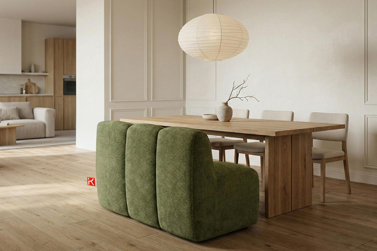 ESSZIMMERBANK BRESCO, Olivgrün - Olivgrün, Holz/Holzwerkstoff (123/80/72cm) - KONSIMO®