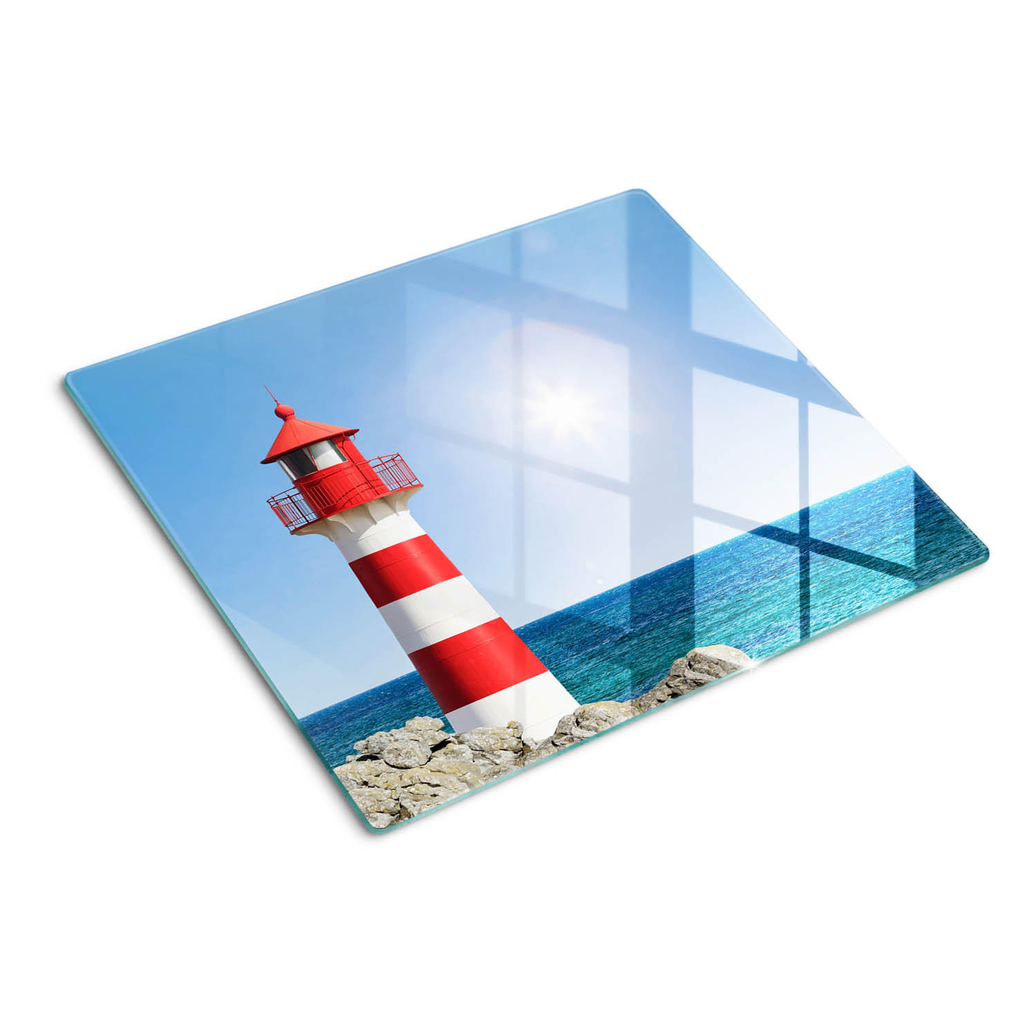 GLASPLATTE 60x52 cm Leuchtturm - Rot, Glas (60/0.4/52cm) - TULUP