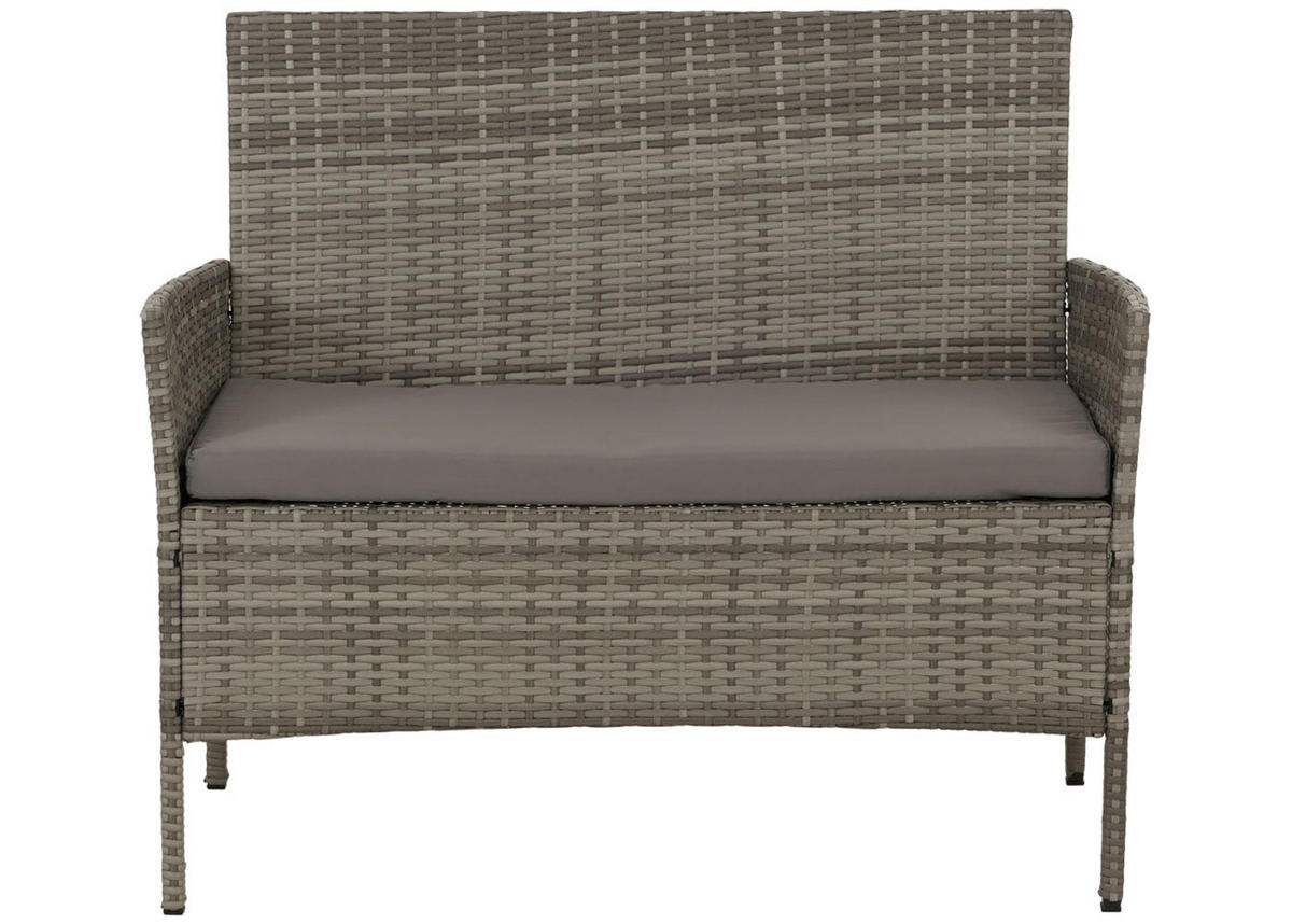 GARTEN-GARNITUR Poly-Rattan Grau - Grau, Metall - PROREGAL
