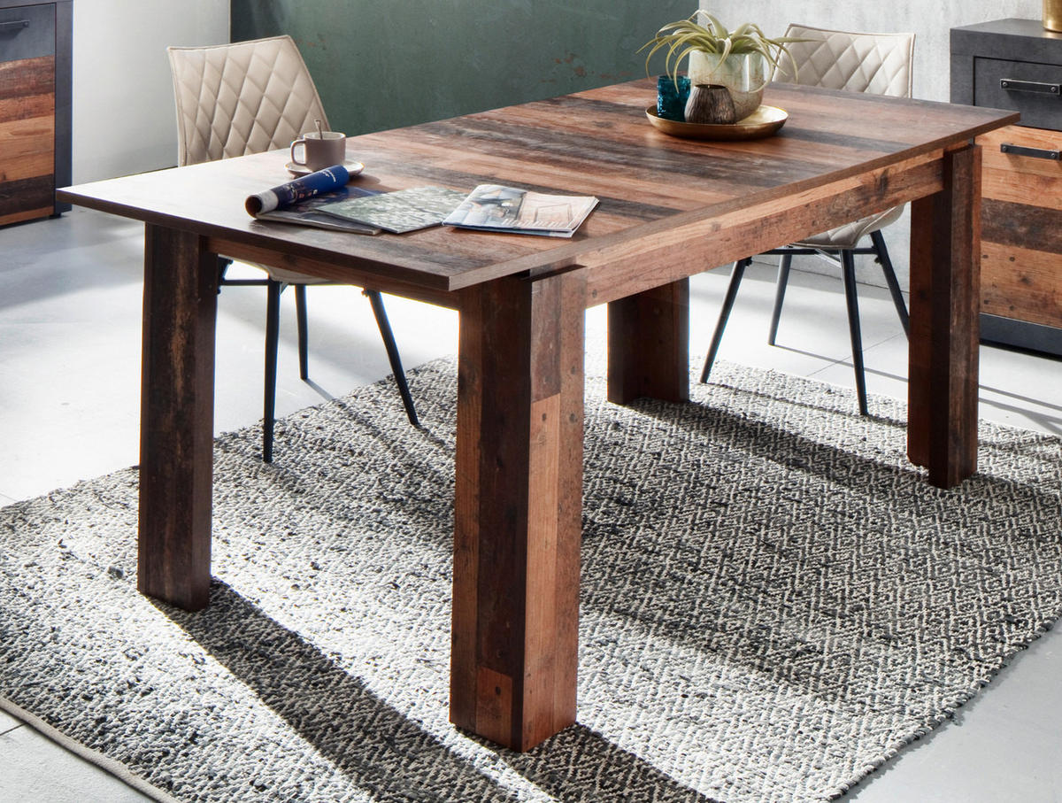 ESSTISCH Old Used Wood Altholz Optik, Küchentisch ausziehbar 160 - 200 x 90 cm - Braun/Grau, Holzwerkstoff (90/160/77cm) - Top.Furn