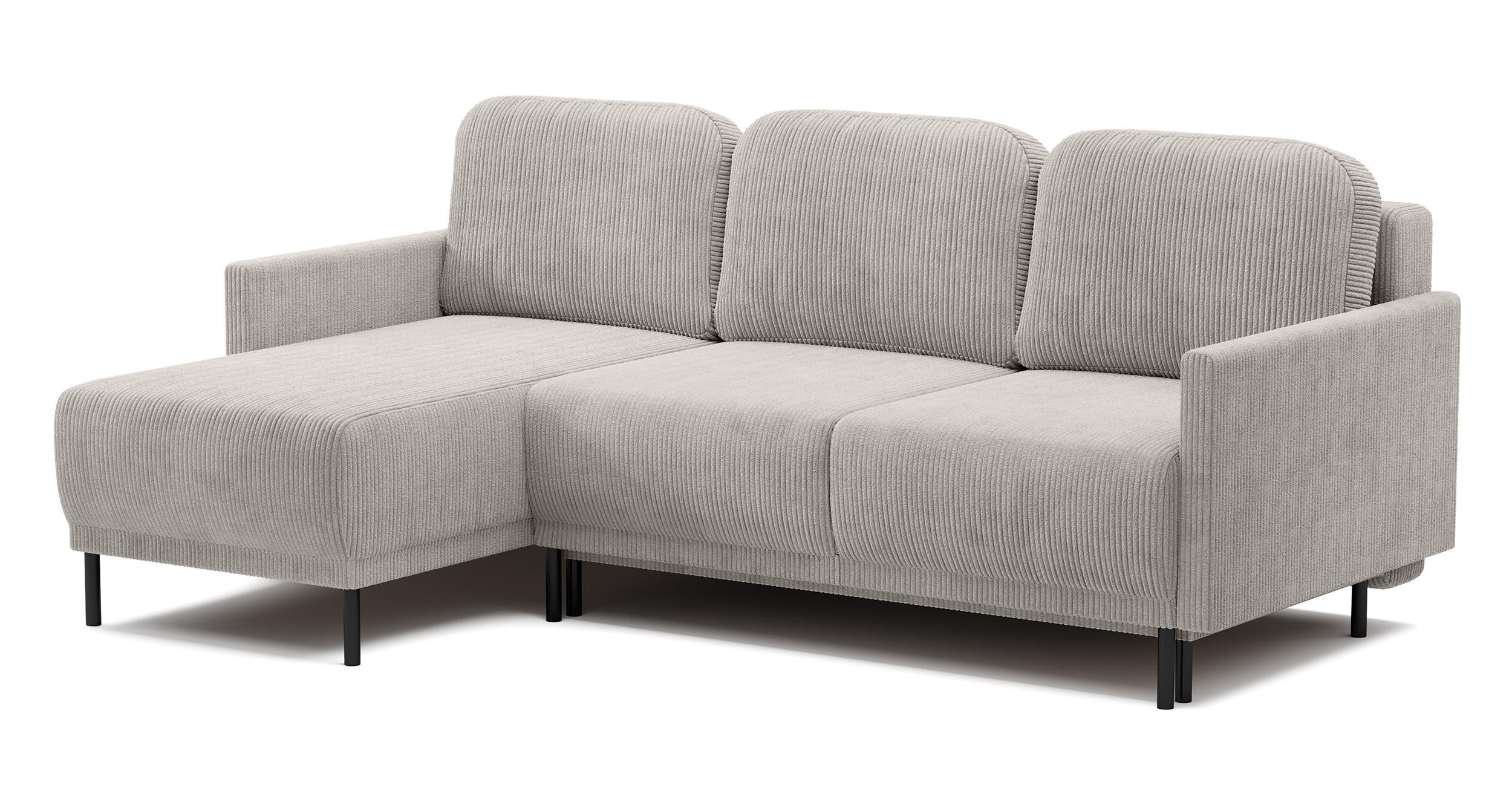 ECKSOFA Hamiel Hellbeige Cordbezug - Ecru/Schwarz, Holz/Textil (212/142cm) - Selsey