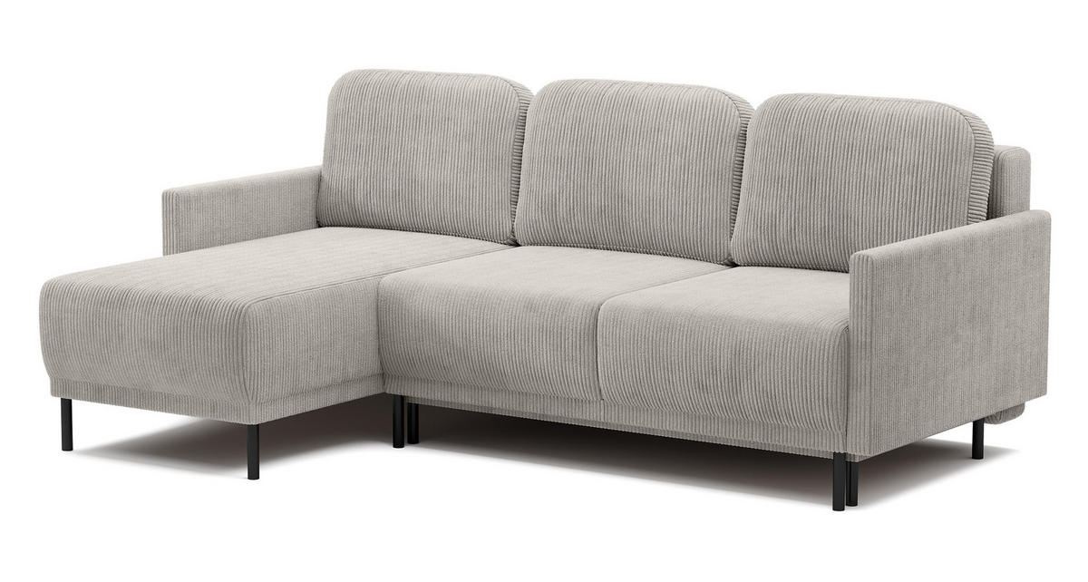 ECKSOFA Hamiel Hellbeige Cordbezug - Ecru/Schwarz, Holz/Textil (212/142cm) - Selsey