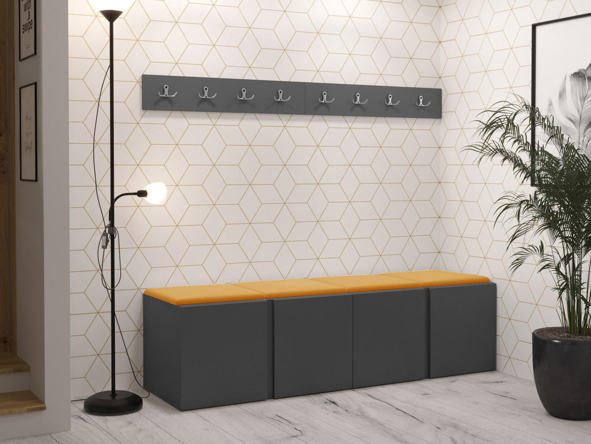 GARDEROBEN-SET Orion VII - Graphitfarben/Orange, Holzwerkstoff/Kunststoff (168/42/46cm) - MIRJAN24