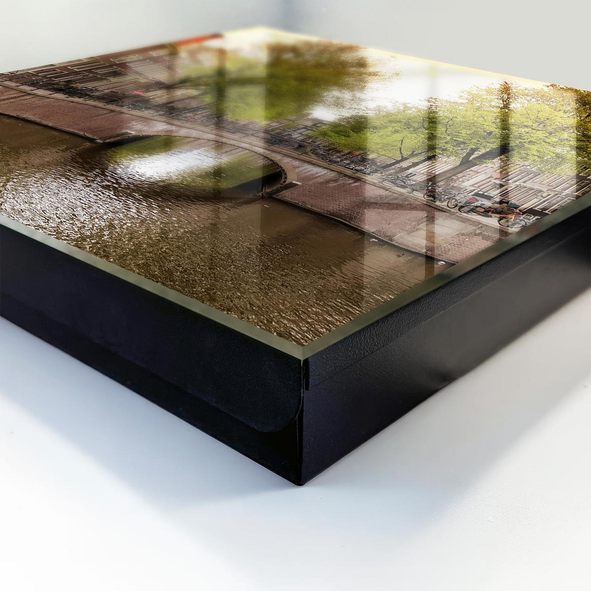 SCHLÜSSELBOX Schwarz 30x30 cm- Türöffnung nach rechts - Stadtkanal - Grün, Metall (30/30/5cm) - TULUP