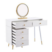 SCHMINKTISCH in Weiß Frisiertisch-Set mit LED Spiegel verstellbarem Seitenschrank ausziehbar , B100/T40/H78cm - Goldfarben/Weiß, Holzwerkstoff/Metall (100/78/40cm) - STILVORA
