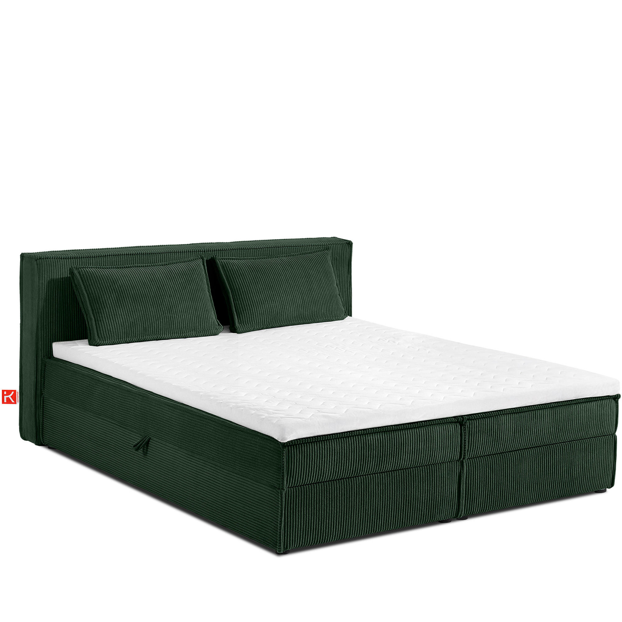 BOXSPRINGBETT ROTI mit Stauraum, dunkelgrün - Dunkelgrün/Schwarz, Holz/Holzwerkstoff (180/200cm) - KONSIMO®