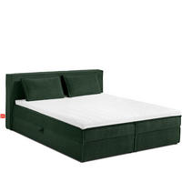 BOXSPRINGBETT ROTI mit Stauraum, dunkelgrün - Dunkelgrün/Schwarz, Holz/Holzwerkstoff (180/200cm) - KONSIMO®