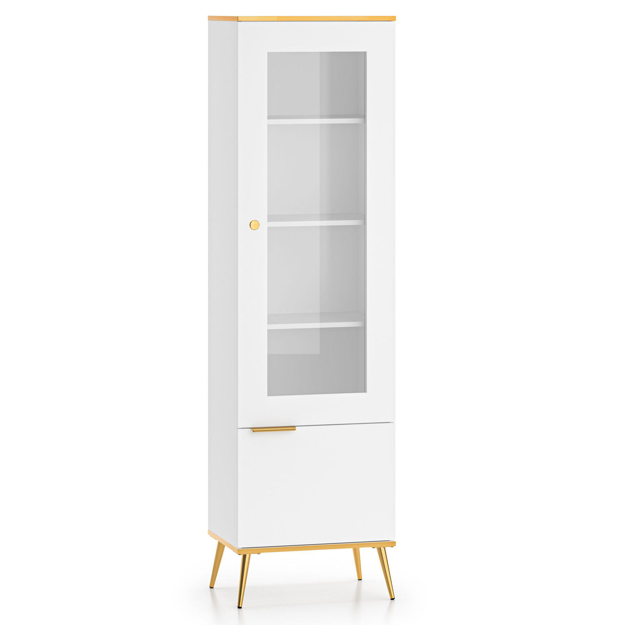 GLASVITRINE VELTI,Weiß - Weiß, Glas/Holzwerkstoff (55/195/40cm) - KONSIMO®