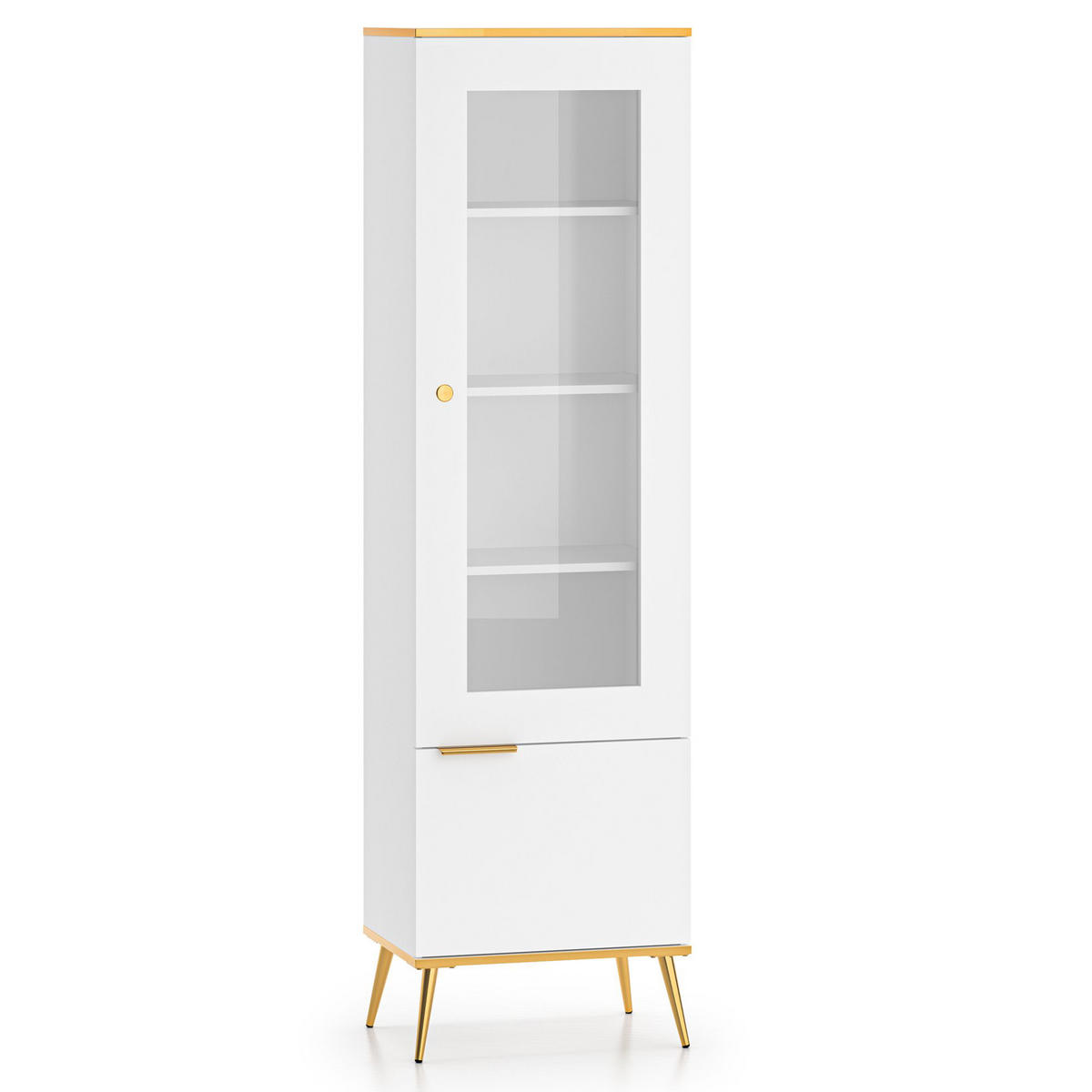 GLASVITRINE VELTI,Weiß - Weiß, Glas/Holzwerkstoff (55/195/40cm) - KONSIMO®