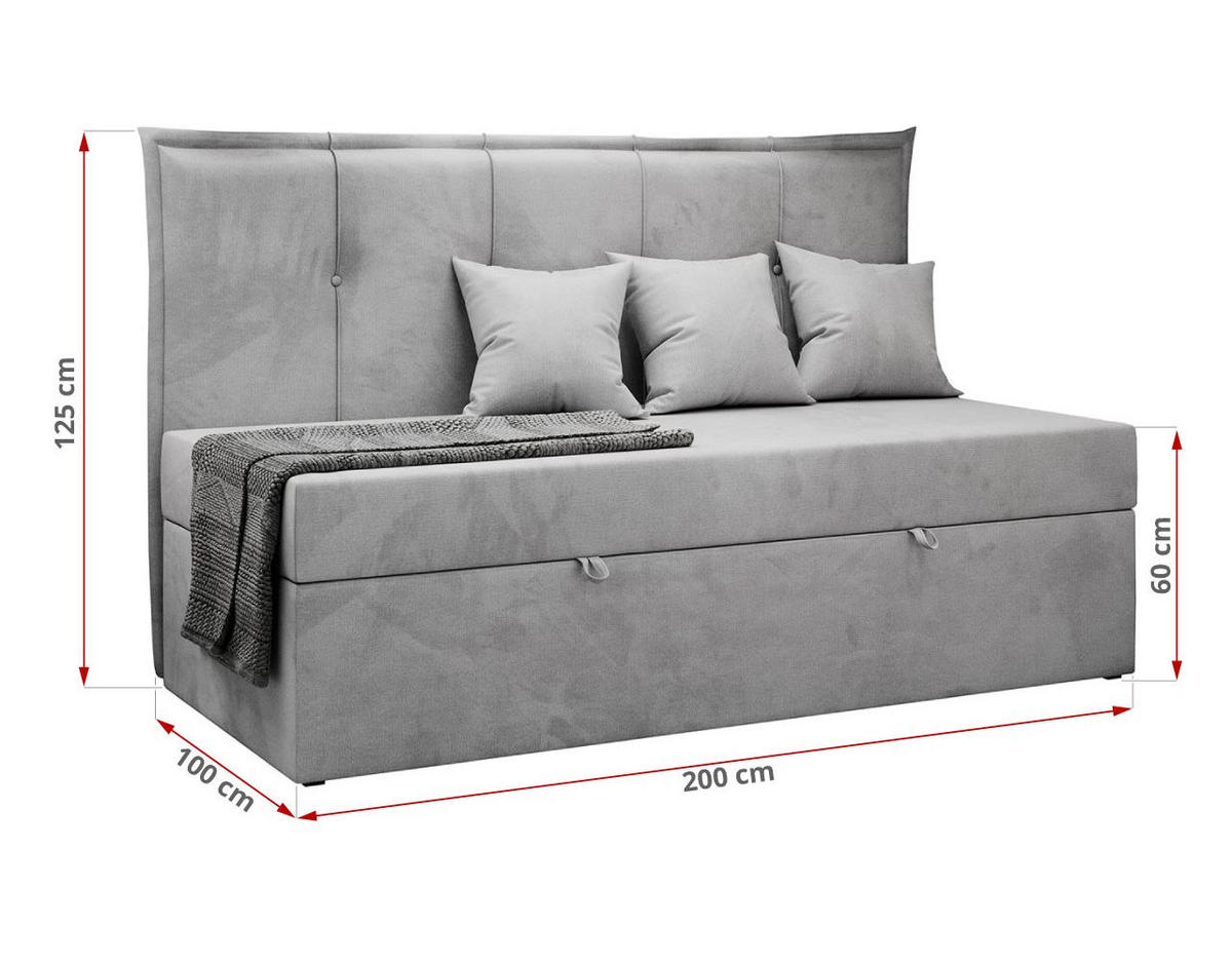 BOXBETT BANCO 90/200 Hellgrau Velvet hydrophob - H3 - Hellgrau, Holz/Textil (90/200cm) - MKS