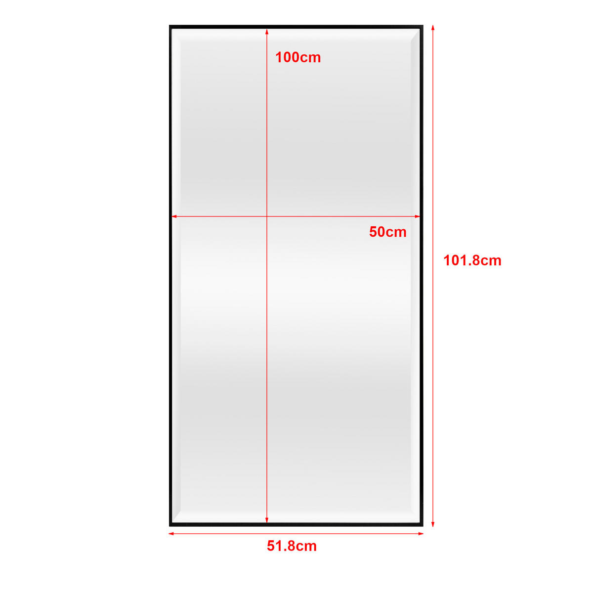 WANDSPIEGEL Novoli - Schwarz, Glas/Kunststoff (50/4/100cm) - [en.casa]