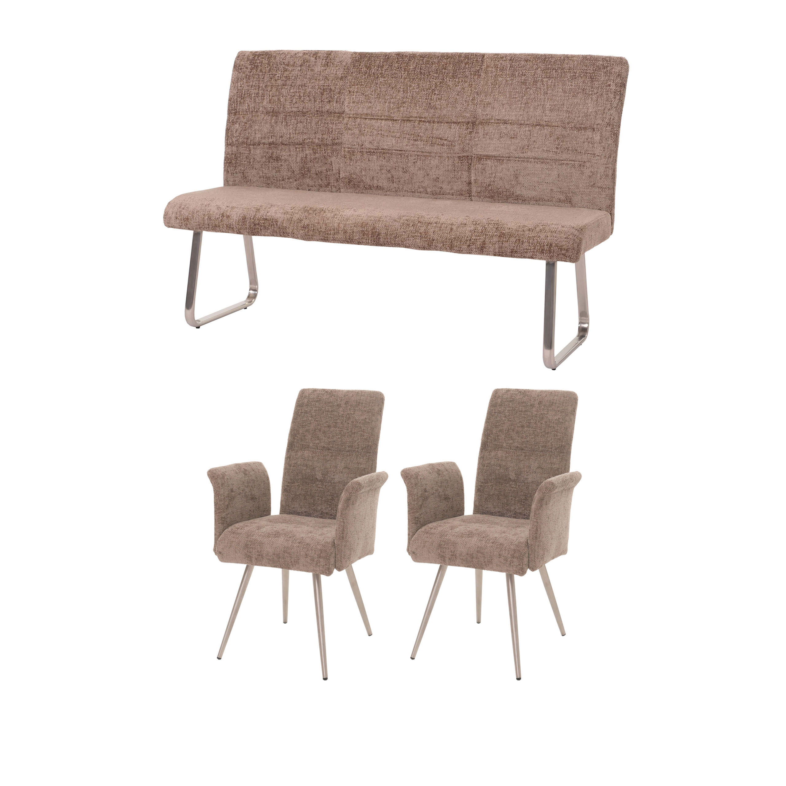 ESSZIMMER-SET Braun 3er-Set - Braun, Textil (160/100/65cm) - MCW