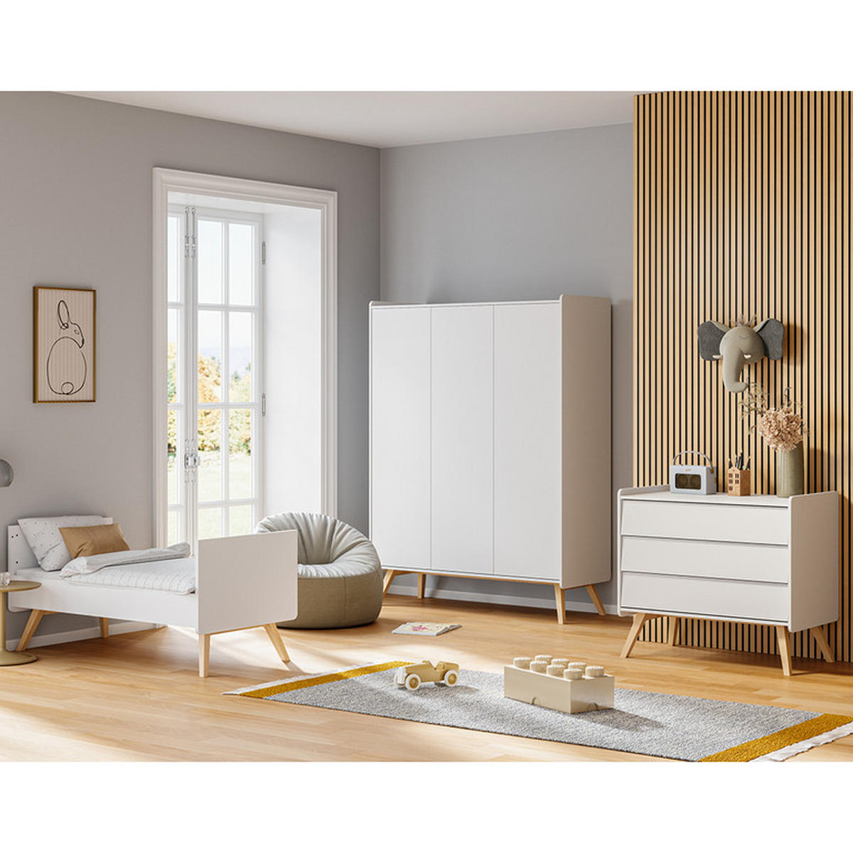 BABYZIMMER 3-teilig Vintage Weiß - Weiß, Holzwerkstoff (145/103/75cm) - Petits-meubles