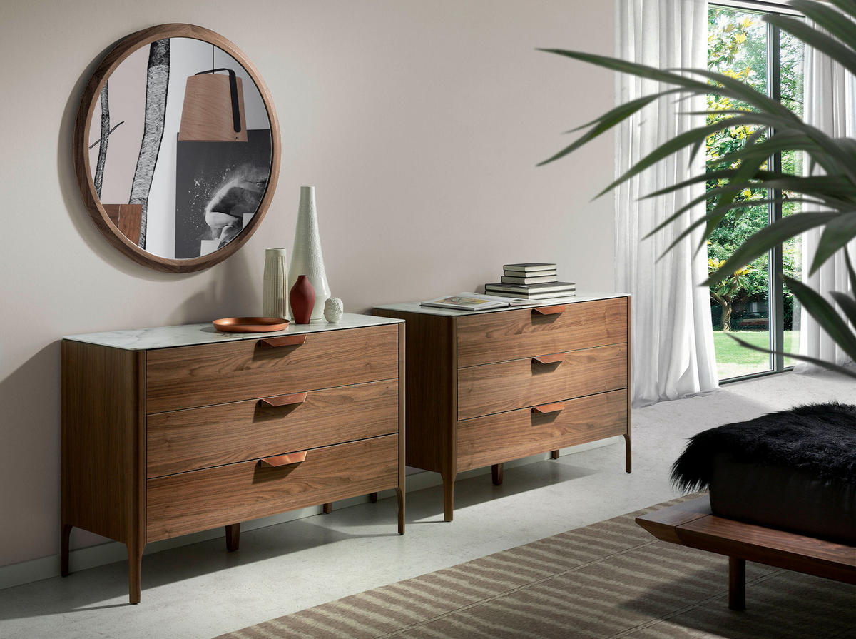 KOMMODE Walnuss Stahl Weiß 120/45/80 cm - Edelstahlfarben/Walnussfarben, Holz/Stein (120/80/45cm) - ANGEL CERDA
