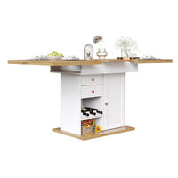 AUSZIEHBARER Esstisch MDF mit Stauraum & Weinregal, 110-140/80/75 cm, Natur/Weiß - Weiß, Holzwerkstoff (110/80/75cm) - Redom