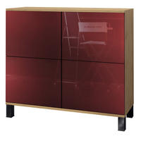 KOMMODE Rova Bordeaux Hochglanz - Bordeaux, Holzwerkstoff (92.5/84.5/35cm) - Vladon