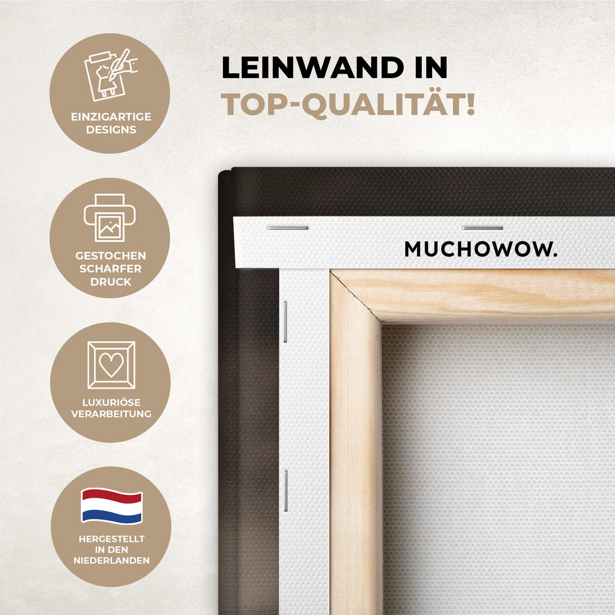 LEINWANDBILD Rotwild - Schwarz - Gold Wanddeko 90x60 cm - Braun, Textil (90/60cm) - MuchoWow