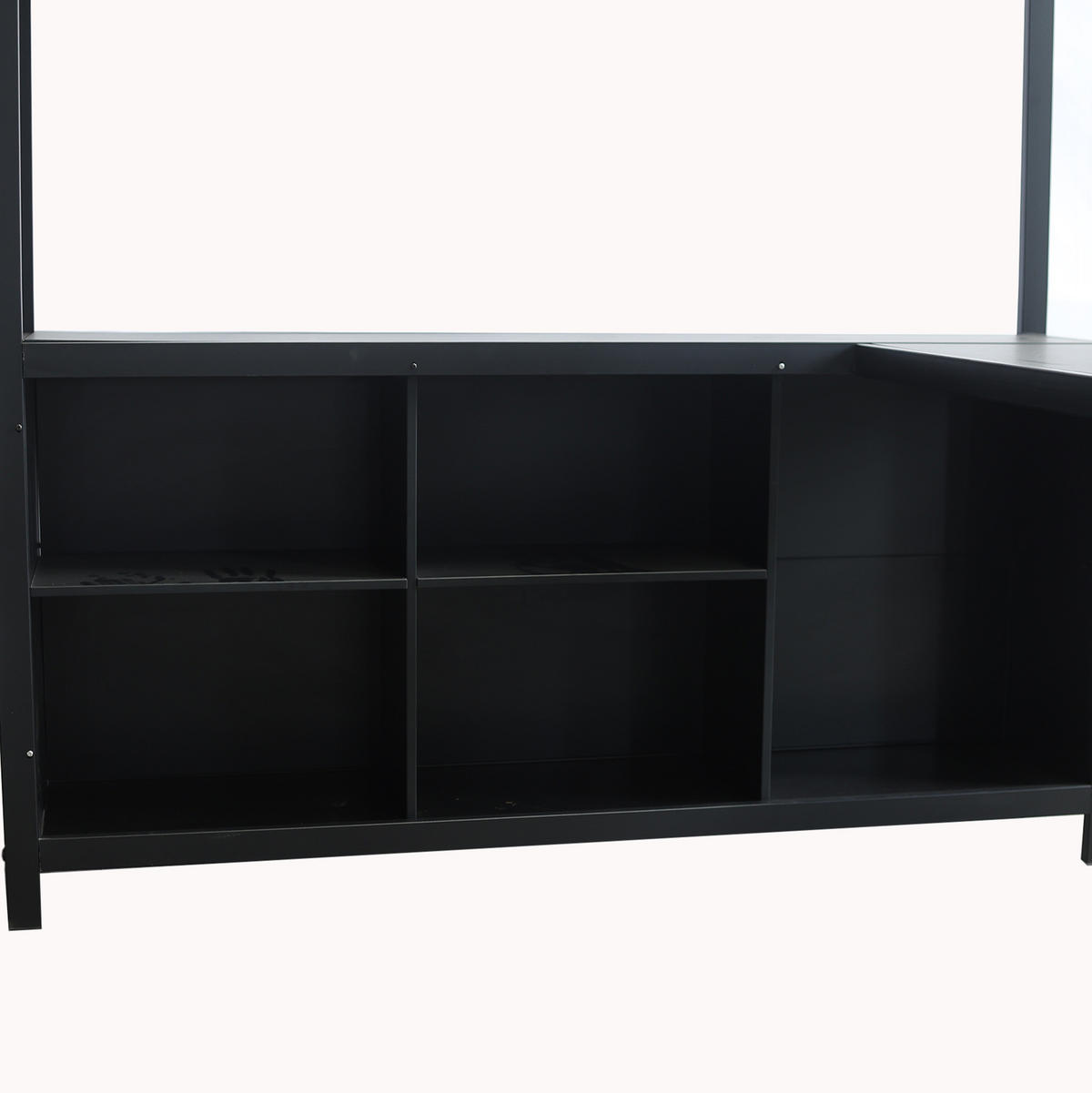 HOCHBETT aus Metall und Holz 140x200 cm in Schwarz mit Stauraum & Schrank - Schwarz, Metall (140/200cm) - Modfu