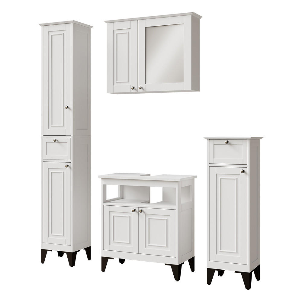 KUPAONSKI SET 4 KOMADA Vanity Bijela 4 dijela - bijela, drvni materijal (60/65/30cm) - Vicco