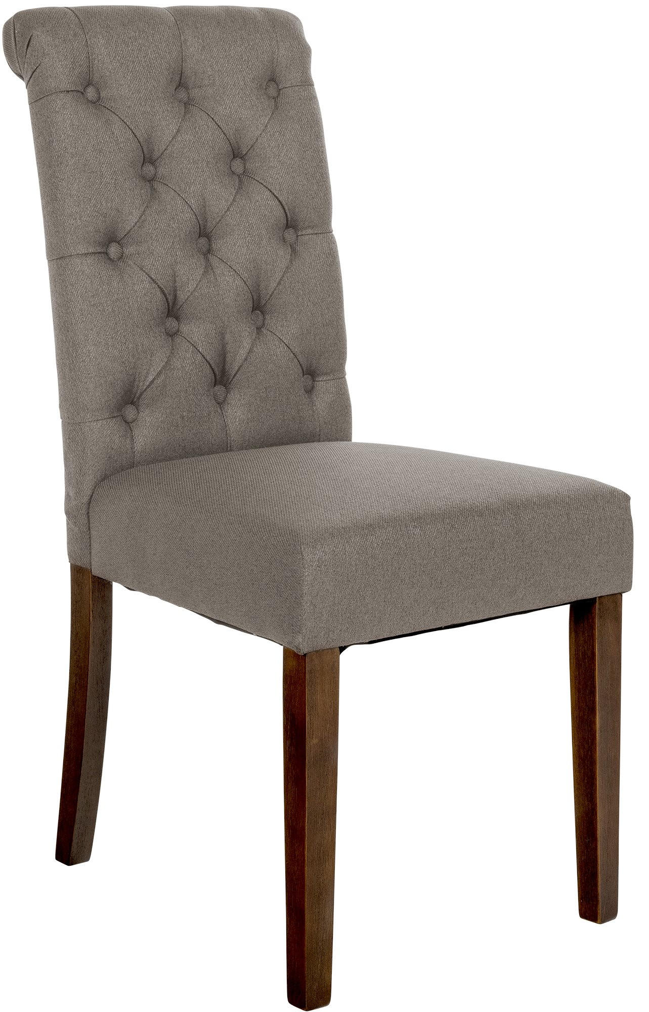 STUHL Stoff taupe - Taupe/Walnussfarben, Holz/Textil (45/98/63cm) - CLP