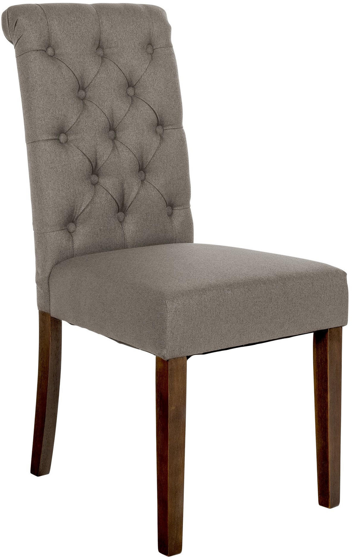 STUHL Stoff taupe - Taupe/Walnussfarben, Holz/Textil (45/98/63cm) - CLP