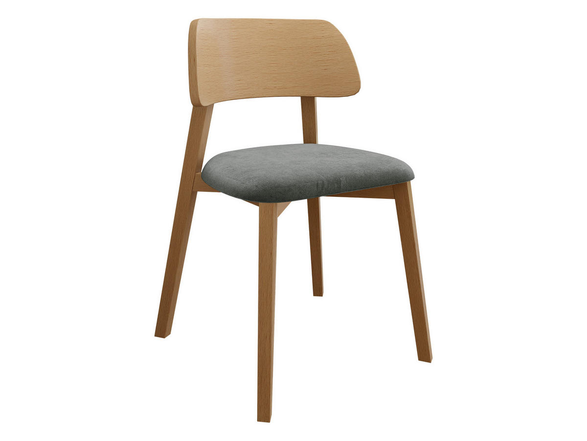 POLSTERSTUHL Dario, Holzfarbe: Natur - Dunkelgrau/Naturfarben, Holz/Textil (47/80/50cm) - MIRJAN24