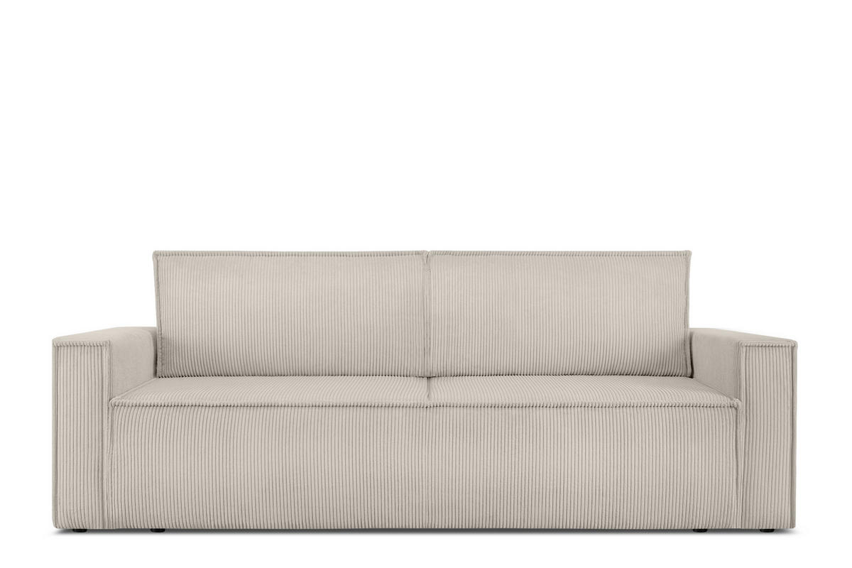 SCHLAFSOFA NAPI in Pet Friendly Cord-Stoff, cremefarben - Creme/Schwarz, Textil (228/89/101cm) - KONSIMO®