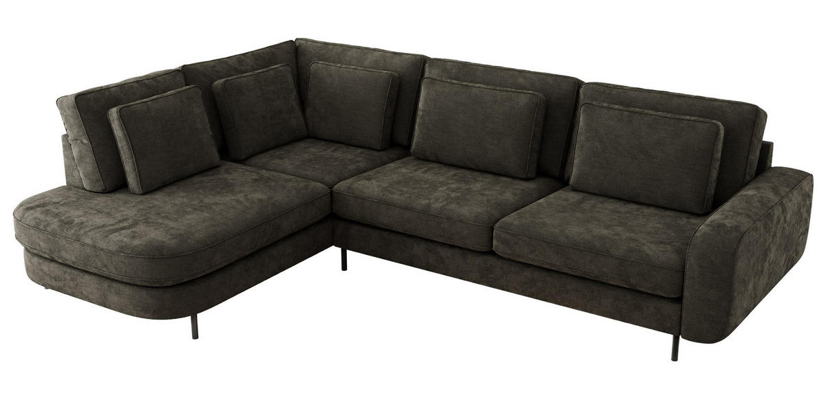 ROHOVÁ SEDAČKA CALENO L - Tmavě šedá Hrubě tkaná žinylka - Pravá Strana - černá/tmavě šedá, kov/textil (317/225cm) - MKS