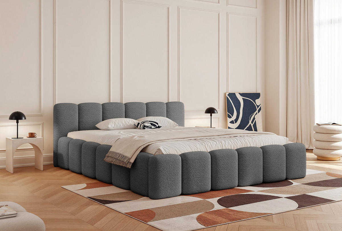 POLSTERBETT Alloggio 200x200 cm, Grau - Grau, Textil (200/200cm) - Fedve