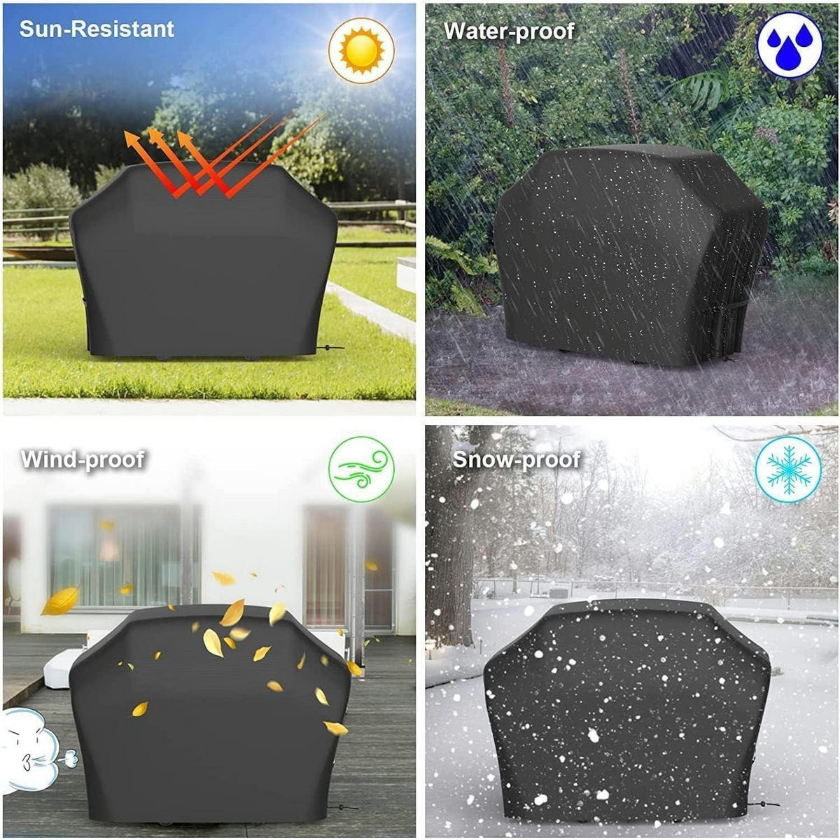 GRILLABDECKUNG 145 x 61 x 117 cm Wetterfest Oxford 210D - Schwarz, Kunststoff (61/117/145cm)