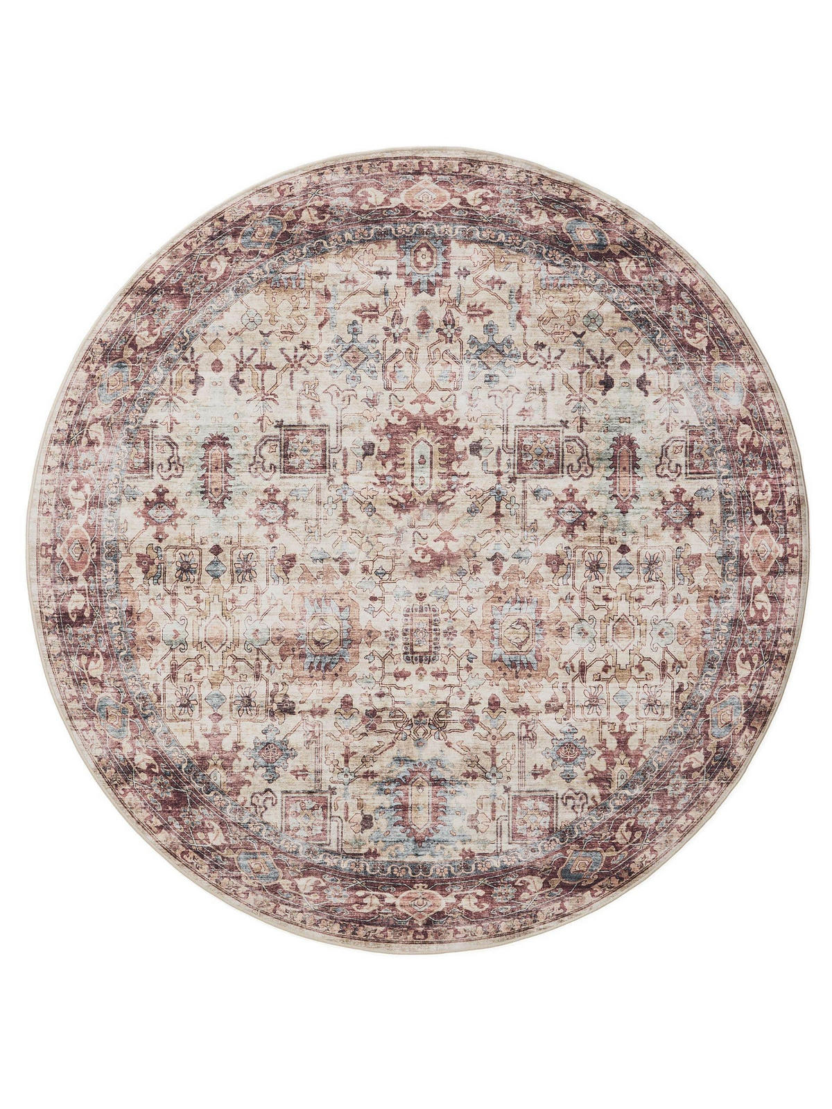 VINTAGE-TEPPICH George waschbar ø 160 cm rund - Pink/Multicolor, Kunststoff (160/160cm) - benuta