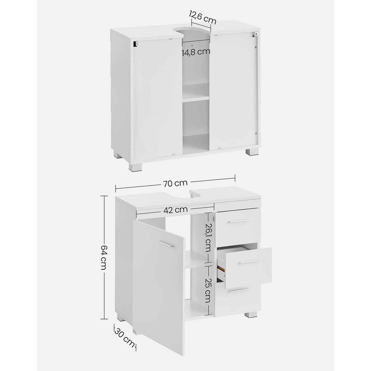 WASCHBECKENUNTERSCHRANK MONROVIA - Weiß, Holzwerkstoff (70/64/30cm) - Hansiro