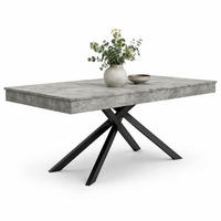 ESSTISCH in Grau ausziehbarer Küchentisch mit verdickter Tischplatte und Metallbeinen für Esszimmer ,B140-180/T80/H76cm - Schwarz/Grau, Holzwerkstoff/Metall (80/180/76cm) - STILVORA