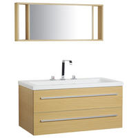 BADMÖBEL Set beige Almeria - Beige/Silberfarben, Holzwerkstoff (101/48/48cm) - Beliani