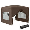 PAVILLON mit 4 Seitenwänden, Oxfordstoff, Stahl - Braun, Kunststoff (295/258/295cm) - Outsunny