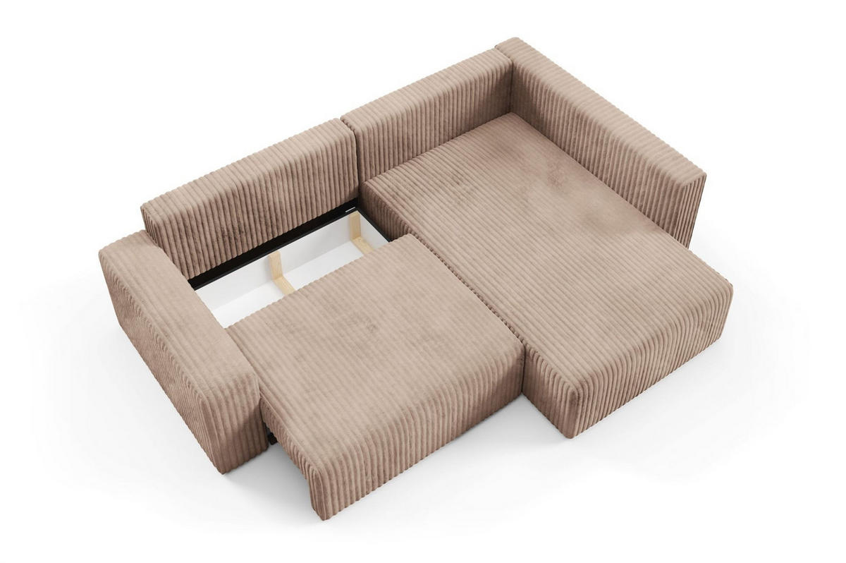 ECKSOFA Natalia Xl - Beige, Holzwerkstoff/Textil (245/182cm) - Fun Möbel