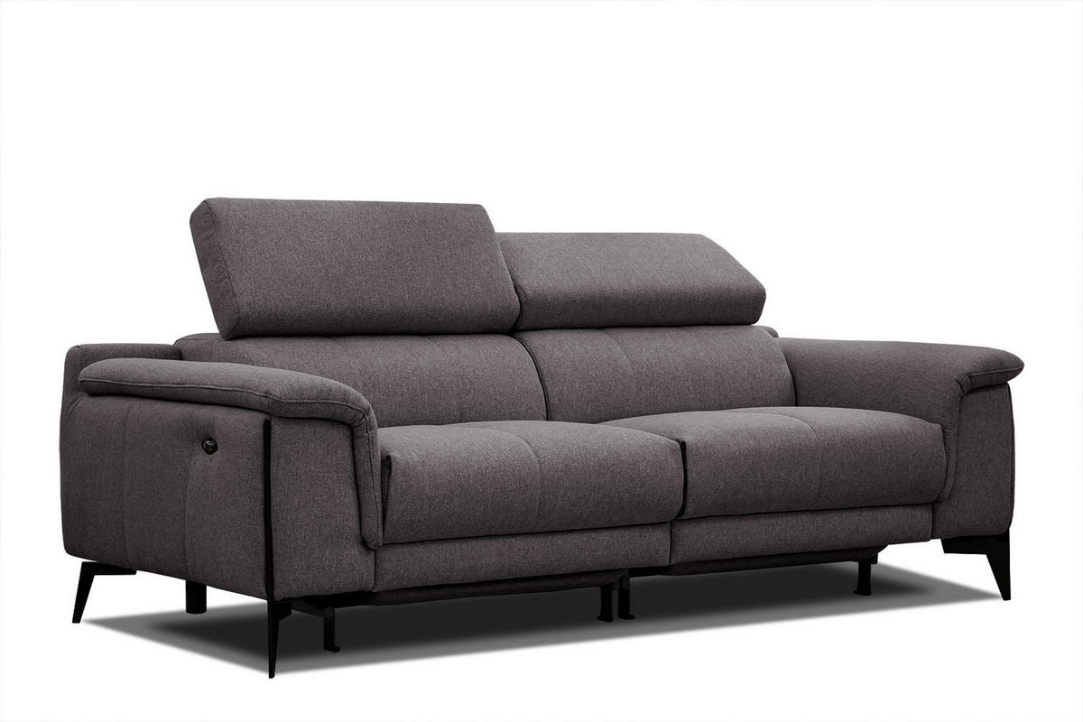 RELAXSOFA MATERA 3-Sitzer mit 2 Relaxfunktionen, graphitfarben - Schwarz/Graphitfarben, Holzwerkstoff/Textil (212/82/103cm) - Courtois Laville