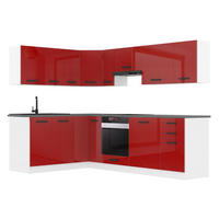 KÜCHE L-Form Janet, ohne Arbeitsplatten, Rot Hochglanz - Rot, Holz (360/204/60cm) - B BELINI GROUP