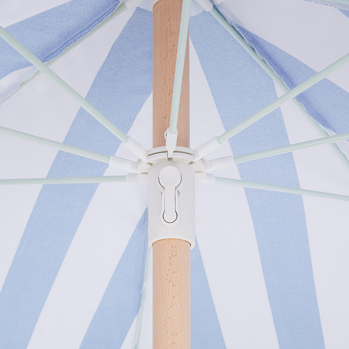 SONNENSCHIRM blau/weiß mit Volant 150 cm Mondello - Blau/Hellbraun, Textil (150/150cm) - Beliani