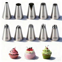 SPRITZTÜLLEN Set 10-teilig Edelstahl 304 für Kuchen und Cupcakes - Silberfarben, Metall (2.4/2.4/4.4cm)