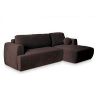 ECKSOFA SENTI K R-S Braun Plüsch-Stoff mit Schlaffunktion - Braun, Holz (246/148cm) - MASSENO