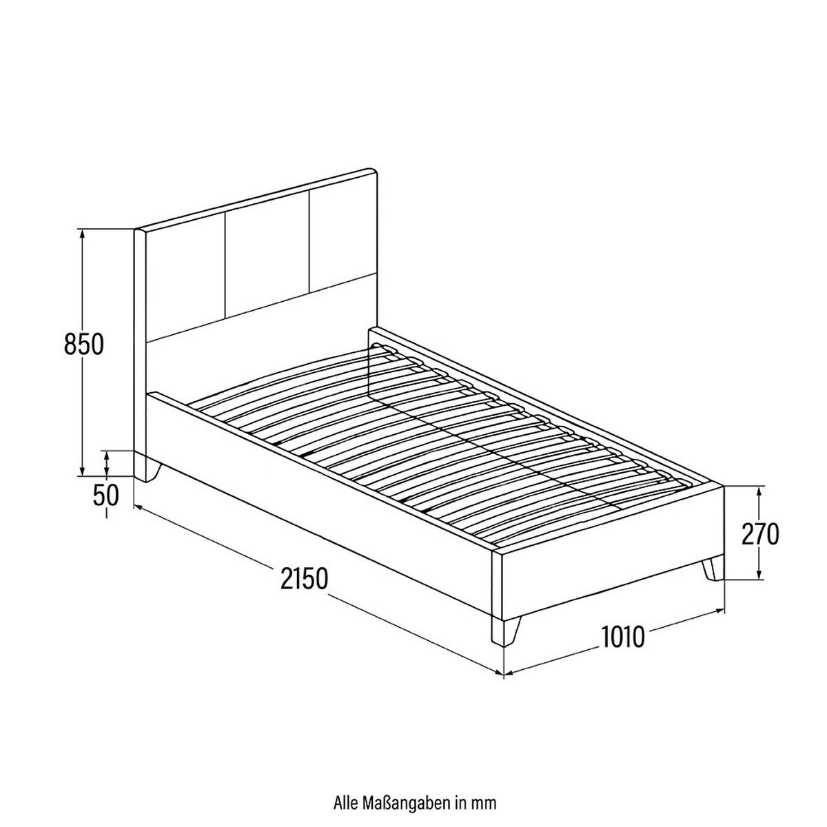 LED BETT ASTEROID - Dunkelgrau, 90 x 200 cm - Dunkelgrau, Kunststoff - Home Deluxe