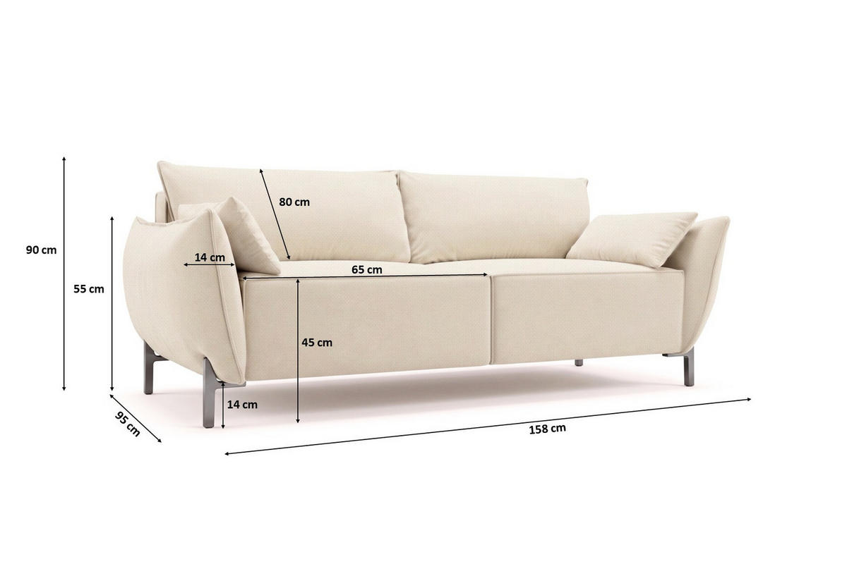 SOFA 2-Sitzer für Terrasse und Garten, Stoff Sunlight, Ecru, SUNMEE - Ecru, Holz (158/90/95cm) - Kaiser Möbel