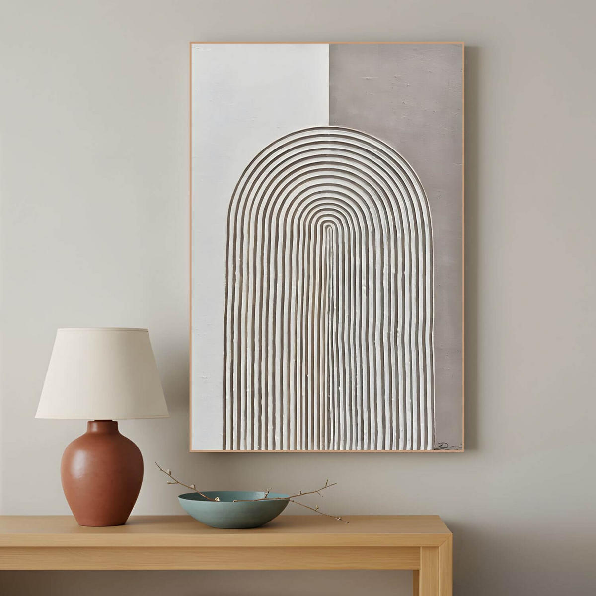 ACRYLBILD HANDGEMALT 60/90 cm - Beige/Grau, Holz/Textil (60/90cm) - KUNSTLOFT