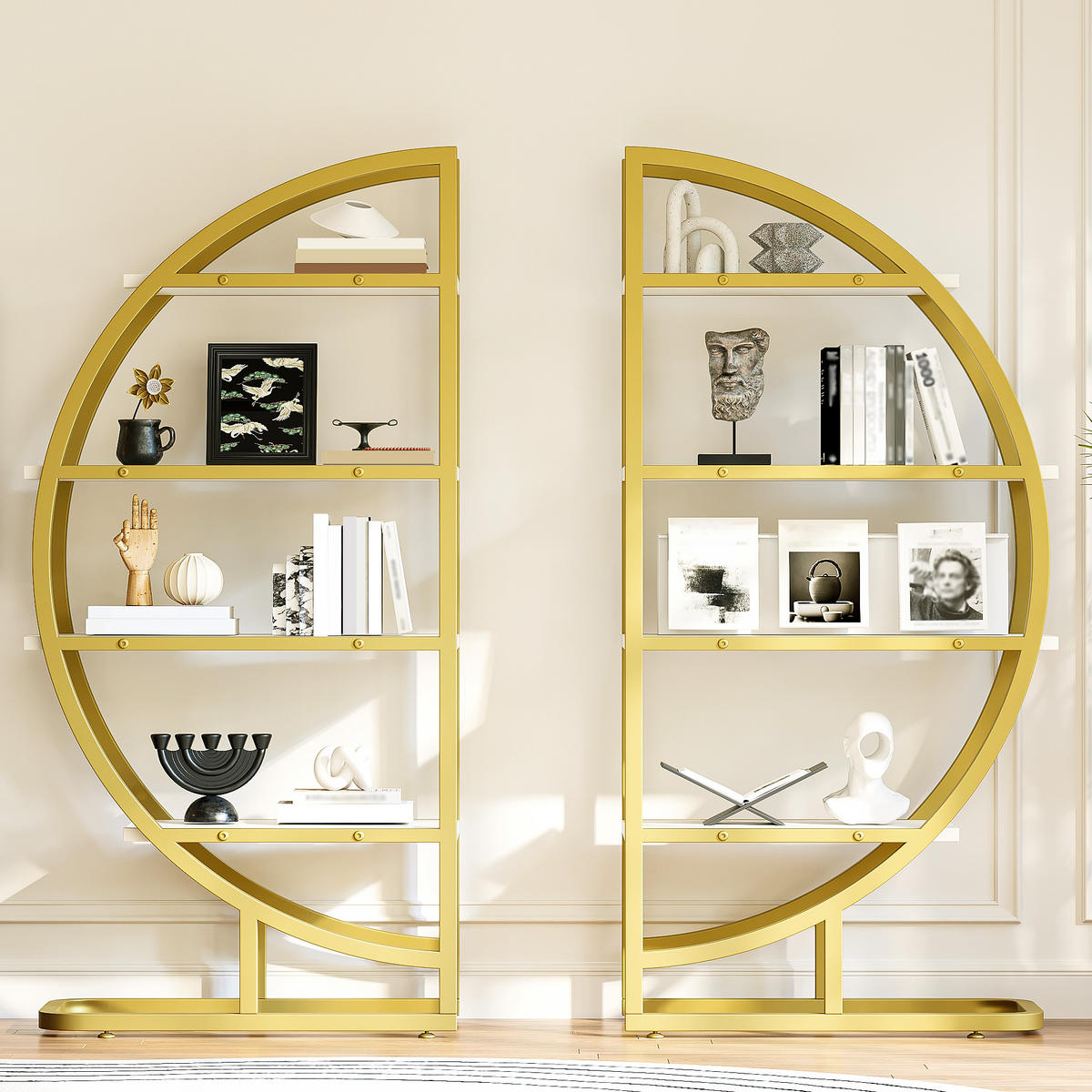 REGAL 120cm Gold Metall Bogen MDF modular modern - Multicolor, Metall (120/130/30cm) - FLIEKS